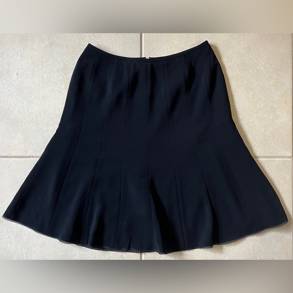 Collection Fifty Nine Women’s Sz 4P A-Line Black Lace Hem Lined Skirt Zip Back